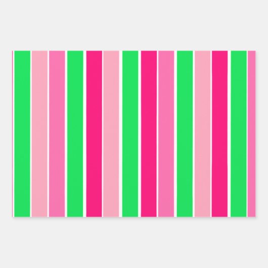 Fett rosa und grüne Streifen Geschenkpapier Set (Vorderseite 2)