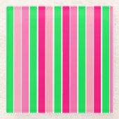 Fett rosa und grüne Streifen Glasuntersetzer (Vorderseite)