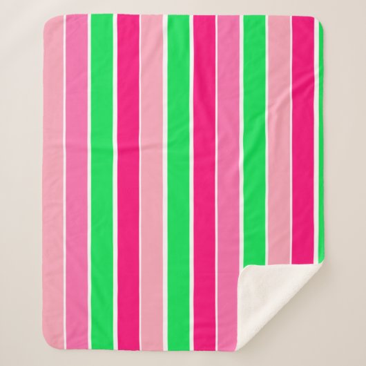 Fett rosa und grüne Streifen Sherpadecke (Vorderseite)
