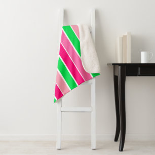 Fett rosa und grüne Streifen Sherpadecke