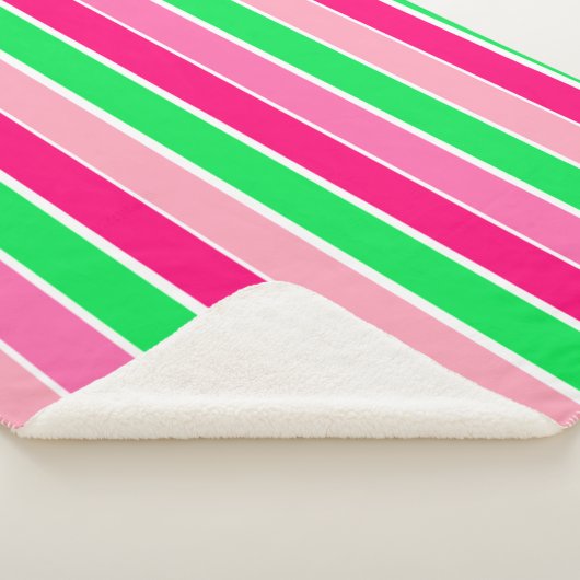 Fett rosa und grüne Streifen Sherpadecke (3/4)