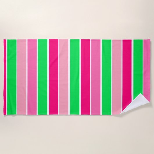 Fett rosa und grüne Streifen Strandtuch (Vorderseite)