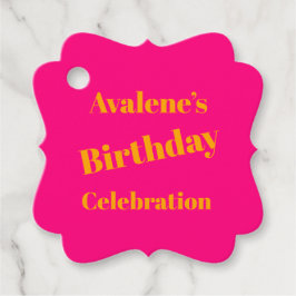 Fett rosa und leuchtend orange Geburtstagsfeier Geschenkanhänger