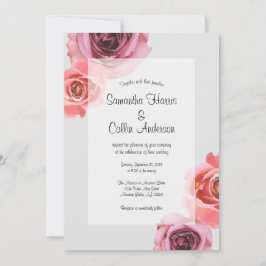 Fett rosa und Lila Frühjahrsfeiern Rose Hochzeit Einladung