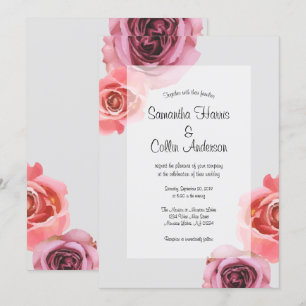 Fett rosa und Lila Frühjahrsfeiern Rose Hochzeit Einladung