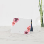 Fett rosa und Lila Frühlings-Rose Dankeskarte (Rückseite)