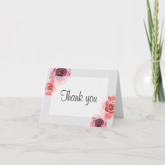 Fett rosa und Lila Frühlings-Rose Dankeskarte (Vorderseite)