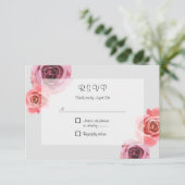 Fett rosa und Lila Frühlings-Rose RSVP Karte (Stehend Vorderseite)