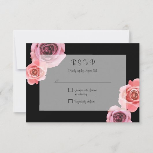 Fett rosa und Lila Frühlings-Rose RSVP Karte (Vorderseite)