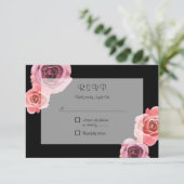 Fett rosa und Lila Frühlings-Rose RSVP Karte (Stehend Vorderseite)