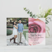 Fett rosa und Lila Frühlings-Rose Save The Date (Stehend Vorderseite)