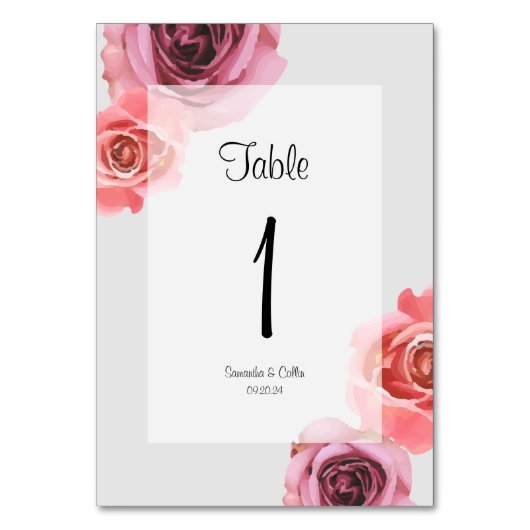 Fett rosa und Lila Frühlings-Rose Tischnummer (Vorderseite)