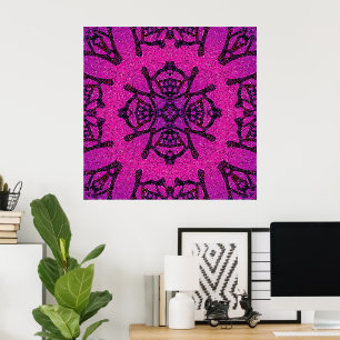 Fett rosa und Lila geometrisches Muster Poster