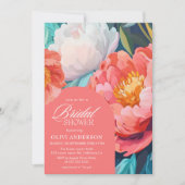 Fett rosa und orange Braun in blühendem Brautparty Einladung (Vorderseite)