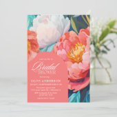 Fett rosa und orange Braun in blühendem Brautparty Einladung (Stehend Vorderseite)