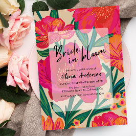 Fett rosa und orange Braun in blühendem Brautparty Einladung