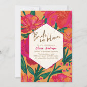 Fett rosa und orange Braun in blühendem Brautparty Einladung (Vorderseite)