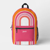 Fett rosa und orangefarbener Regenbogen mit Name Bedruckter Rucksack (Vorderseite)