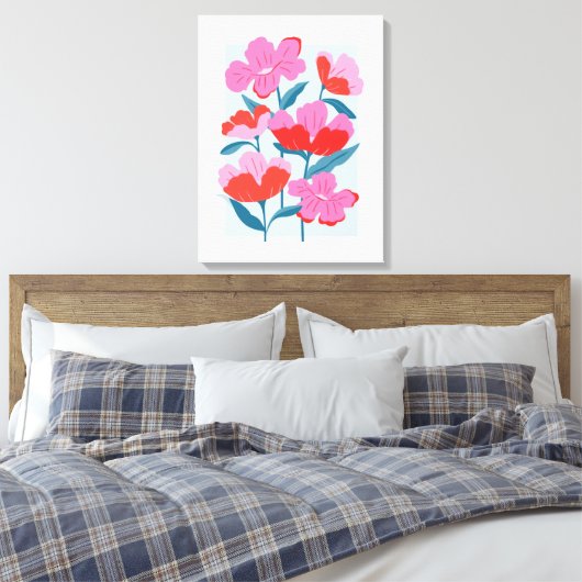 Fett rosa und rot florale Kunst drucken Leinwanddruck (Insitu (Schlafzimmer))
