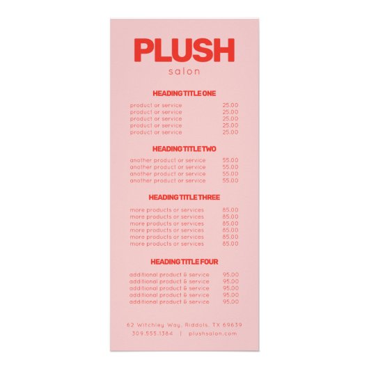Fett rosa und rot Moderne Business Custom Salon Werbekarte (Vorne)