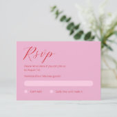 Fett rosa und rote RSVP-Karte RSVP Karte (Stehend Vorderseite)