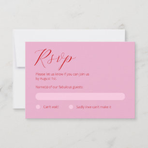 Fett rosa und rote RSVP-Karte RSVP Karte