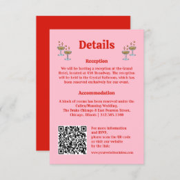Fett rosa und roter QR Code Hochzeitsinformationen Begleitkarte