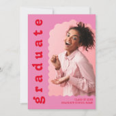 Fett rosa und roter Retro Schriftart Wavy Foto Abs Einladung (Vorderseite)