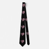 Fett rosa und schwarz Filigree Herzdesign Neck Tie Krawatte (Vorderseite)