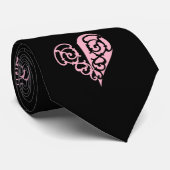 Fett rosa und schwarz Filigree Herzdesign Neck Tie Krawatte (Gerollt)