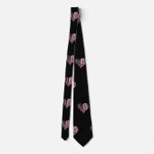 Fett rosa und schwarz Filigree Herzdesign Neck Tie Krawatte (Rückseite)