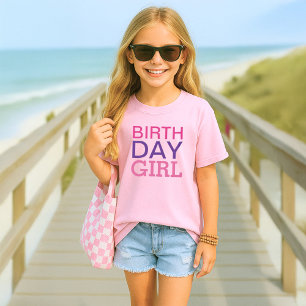 Fett rosa und violett Geburtstagsmädchen Kinder T-Shirt