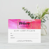 Fett rosa Wasserfarben Makeup Geschenkgutschein (Stehend Vorderseite)