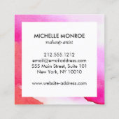 Fett rosa Wasserfarben Makeup Text Quadratische Visitenkarte (Rückseite)