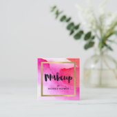 Fett rosa Wasserfarben Makeup Text Quadratische Visitenkarte (Stehend Vorderseite)