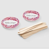 Fett rosa weißes Paisley Design Tear Drops Oval Fächer (Non-assembled)