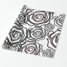 "Fett-Rose-Garten" (b/w) glänzendes Schleifpapier Geschenkpapier