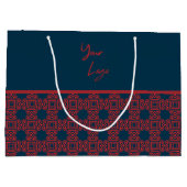 Fett Rot auf Navy Muster Custom Business Logo Große Geschenktüte (Rückseite)
