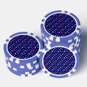 Fett Rot, Patriotisches Blau und Weiße Sterne  Pokerchips