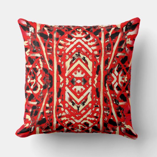 Fett Rot Schwarz und Creme Multilayer Design-Kisse Kissen (Vorderseite)