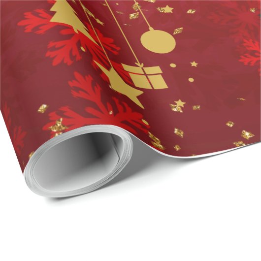 Fett Rot und Gold Geschenkpapier (Rolleneckpunkt)