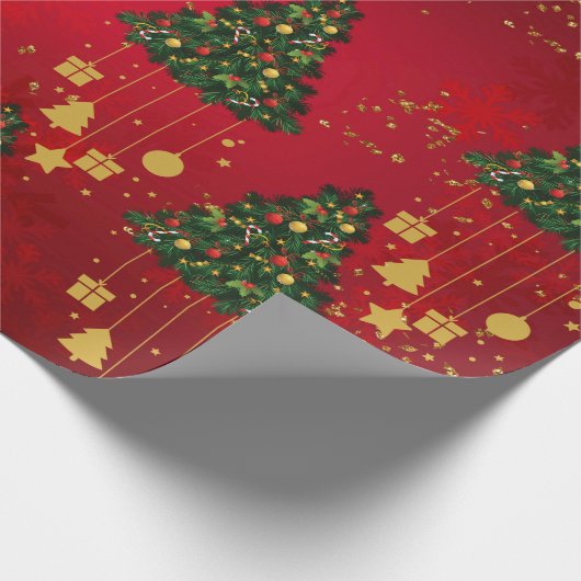Fett Rot und Gold Geschenkpapier (Ecke)