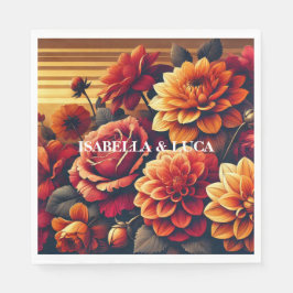 Fett Rot und Orangefarbene Wasserfarben Elegante Serviette