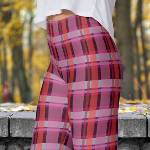 Fett Rot und Wein Karo Muster Leggings
