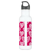 Fett Rot und Weiß Scribble Herzmuster Edelstahlflasche (Rückseite)