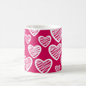 Fett Rot und Weiß Scribble Herzmuster Kaffeetasse (Mittel)