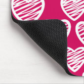 Fett Rot und Weiß Scribble Herzmuster Mousepad (Ecke)