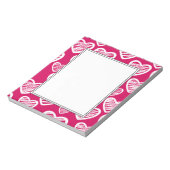 Fett Rot und Weiß Scribble Herzmuster Notizblock (Rotiert)