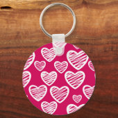 Fett Rot und Weiß Scribble Herzmuster Schlüsselanhänger (Vorderseite)