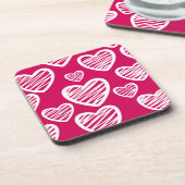 Fett Rot und Weiß Scribble Herzmuster Untersetzer (Linke Seite)